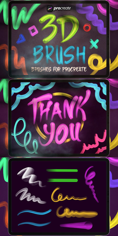 3D笔刷包procreate笔刷 (BRUSHSET)