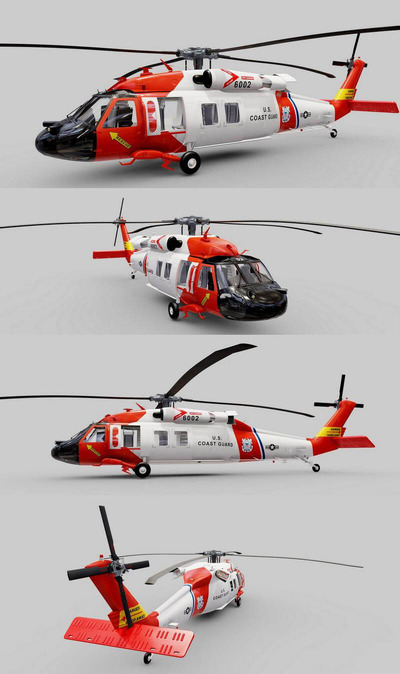 西科斯基Sikorsky UH-60 US Coast Guard直升机3D模型（OBJ,FBX,MAX）