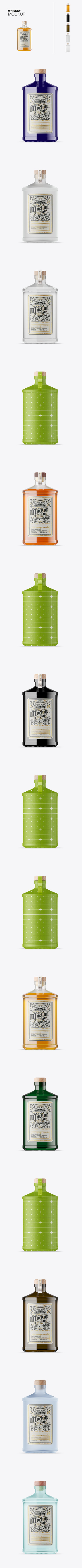 经典威士忌酒瓶品牌标签设计样机 (PSD)