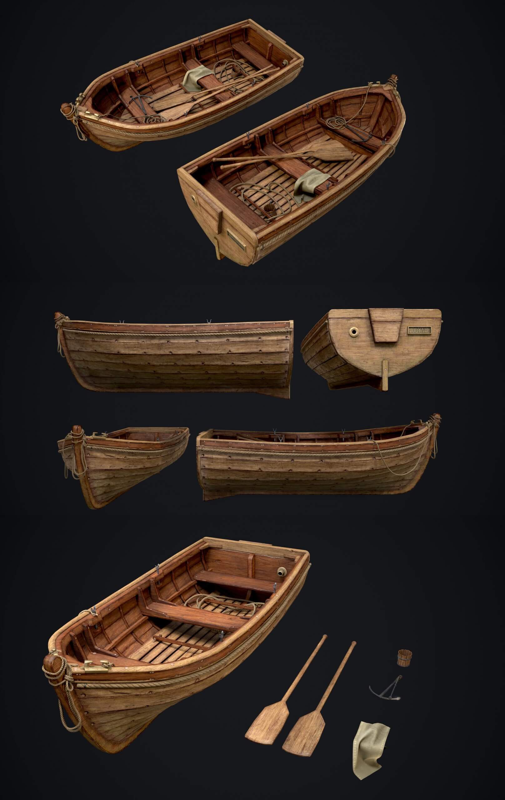 小木船3D模型（OBJ,FBX,MAX）