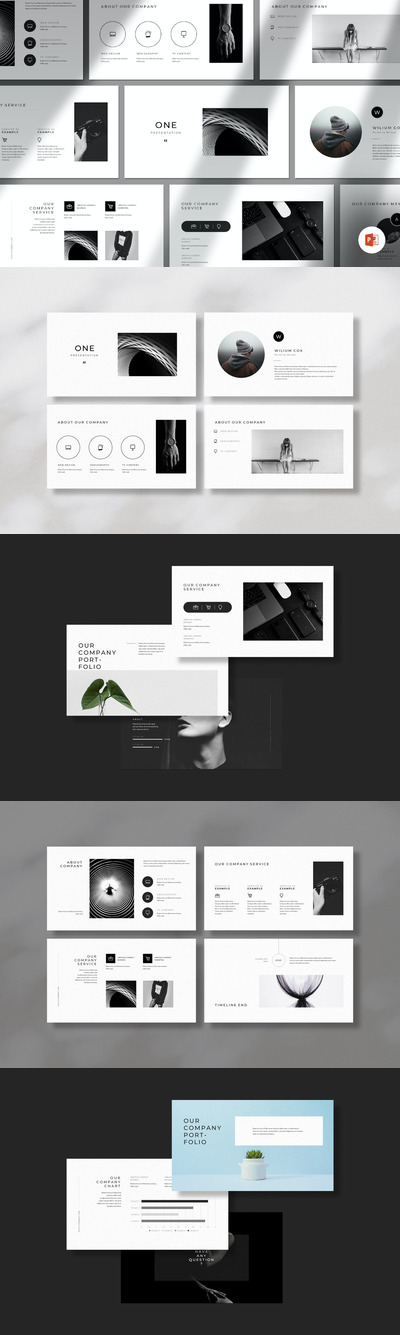 极简黑白风演示ppt模板 (PPTX)