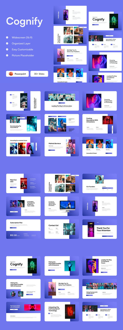 AI人工智能产品展示ppt模板 (PPTX)