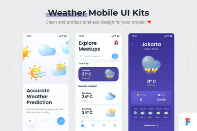 移动端手机天气UI组件套装下载 (FIG)