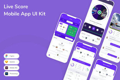 赛事实时比分移动应用APP UI KIT (FIG,PSD,SKETCH,XD)