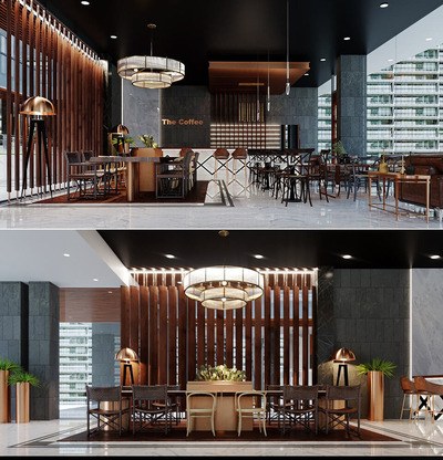 咖啡厅内部场景3D模型（MAX）