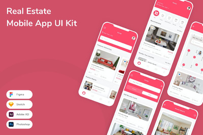 房地产移动应用APP UI KIT (FIG,PSD,SKETCH,XD)