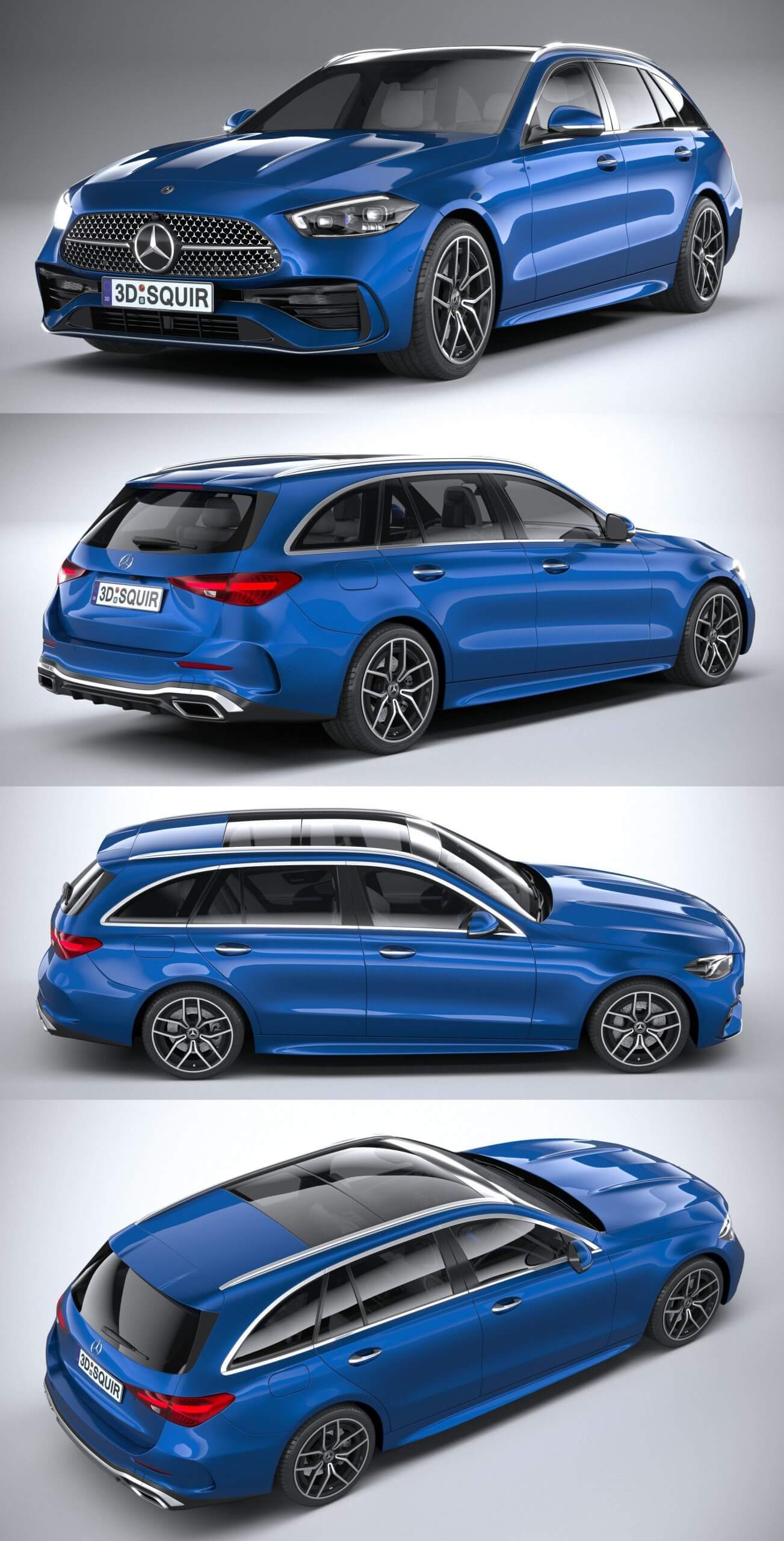 2022奔驰Mercedes Benz C Class Estate汽车3D模型（OBJ,FBX,MAX）
