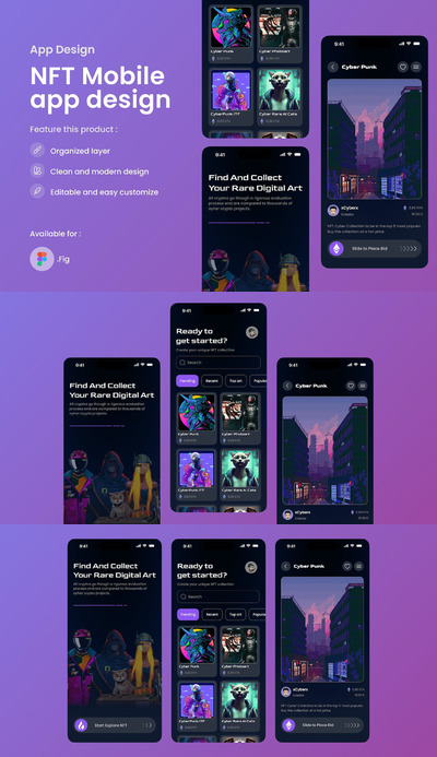 NFT移动应用APP UI KIT (FIG)