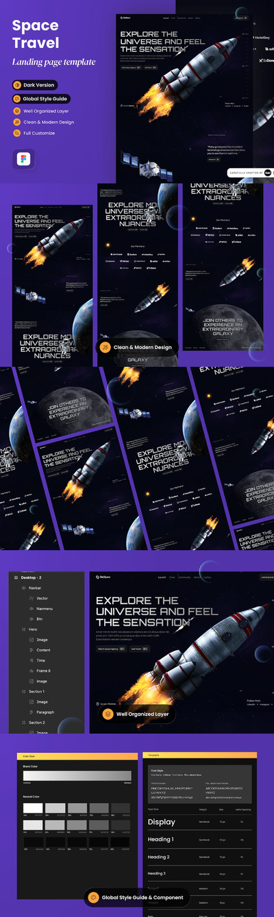 太空旅行着陆页网页模版 (FIG)