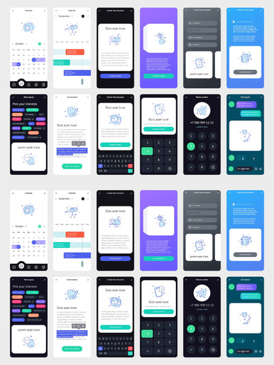 手机GUI模板线框UI套件 (AI,EPS,JPG)