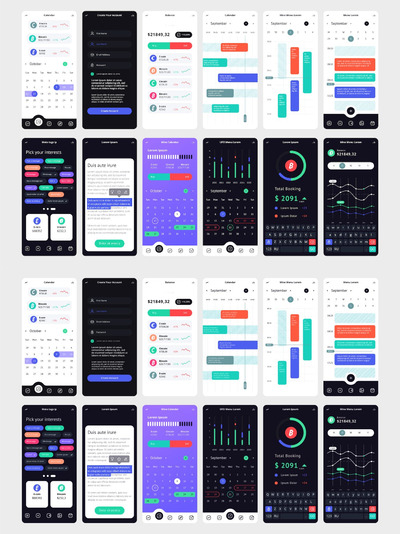 手机GUI模板线框UI套件。 (AI,EPS,JPG)