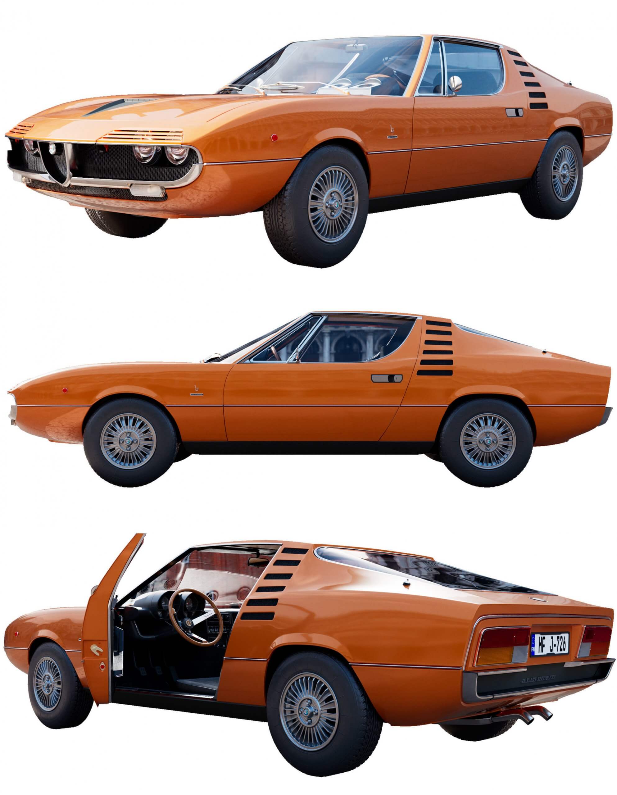 阿尔法罗密欧Alfa Romeo Montreal跑车3D模型（OBJ,FBX,MAX,C4D,LWO）