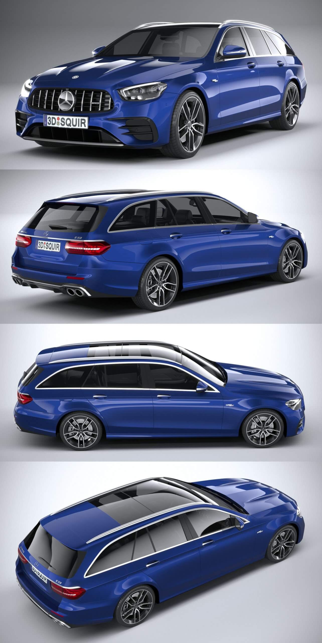 2021奔驰Mercedes E53 AMG Estate汽车3D模型（OBJ,FBX,MAX）