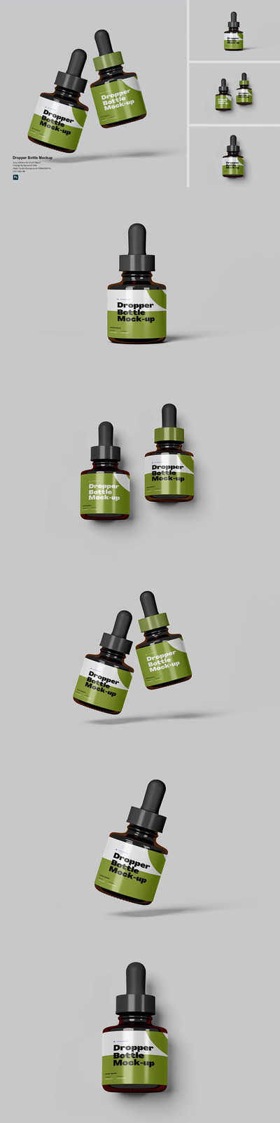 滴管瓶护肤品包装展示样机 (PDF,PSD)