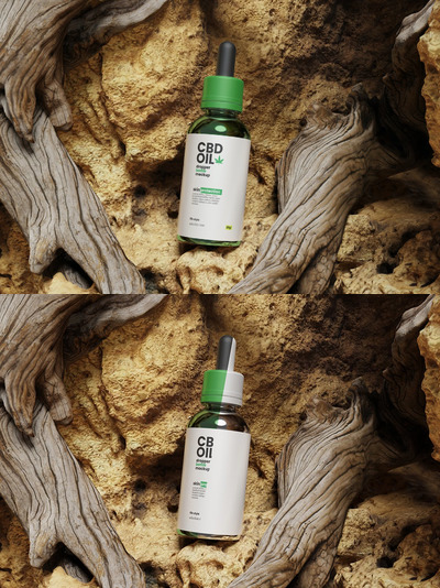 自然背景滴管瓶包装展示样机 (PSD)