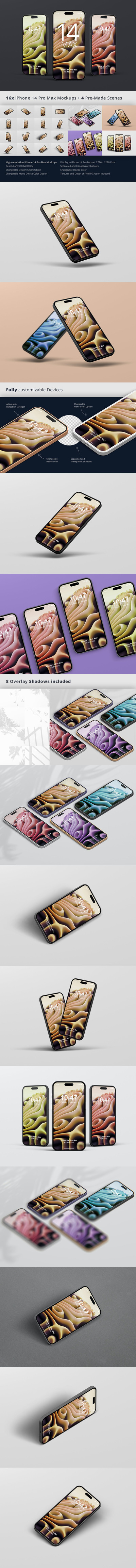 iPhone 14 Max 多角度手机样机下载（PSD）