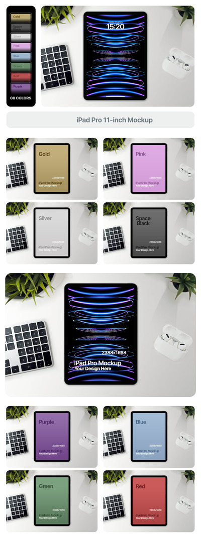 11英寸iPad Pro平板电脑样机模板 (PSD)
