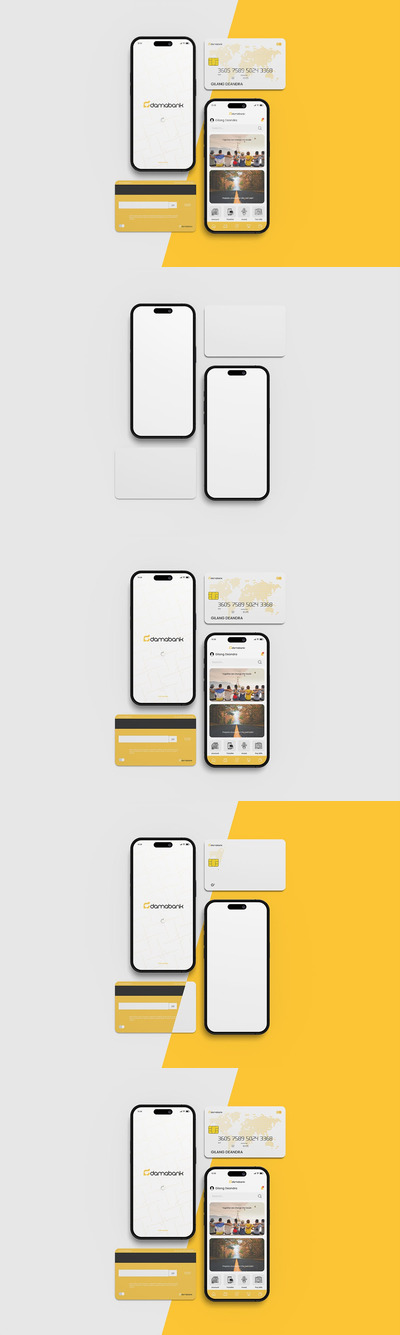 iPhone 14手机&银行卡正反面展示样机 (PSD)