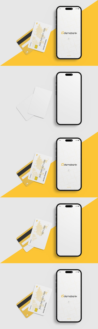 iPhone 14&银行卡展示样机 (PSD)