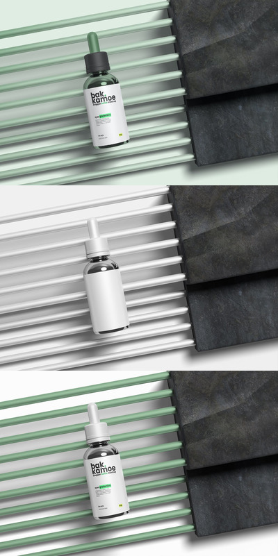 优雅的滴管瓶包装设计样机 (PSD)