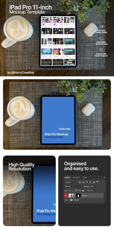 桌面iPad平板电脑样机 (PSD)