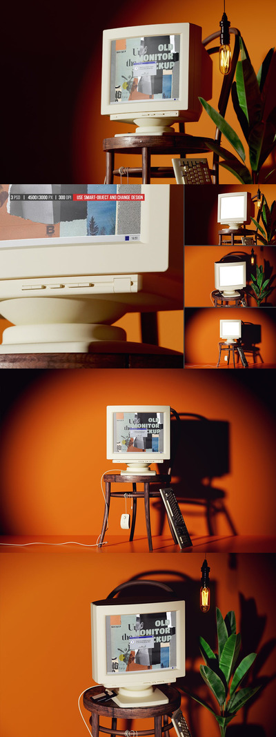 老款电脑显示器屏幕样机 (PSD)