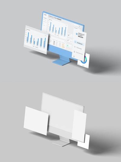 简约等距iMac屏幕样机 (PSD)