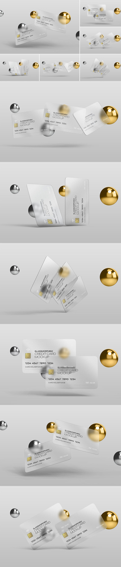 玻璃效果信用卡设计样机 (PSD)
