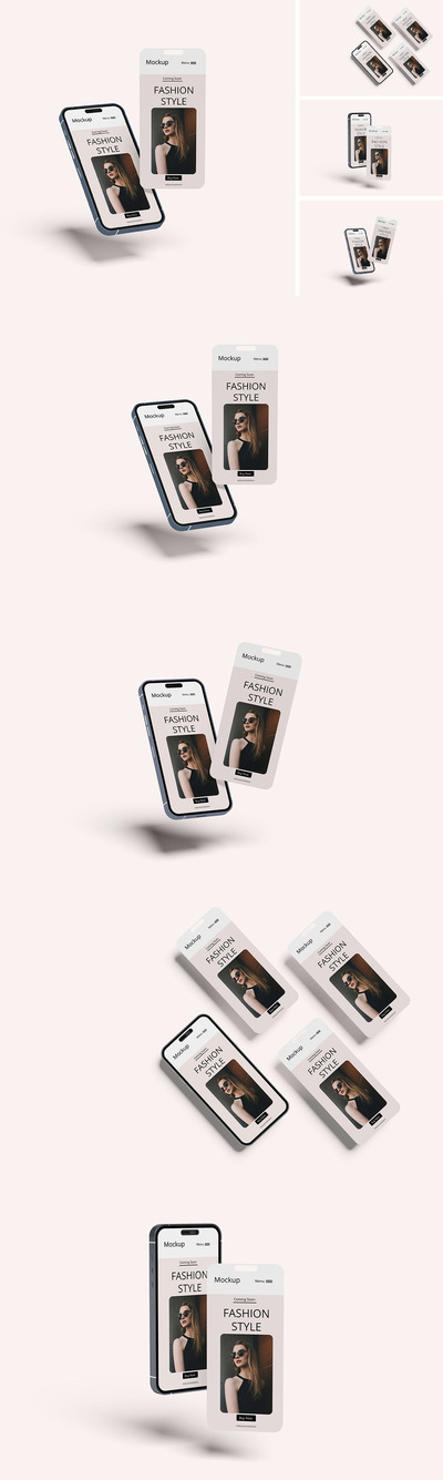 苹果智能手机屏幕样机模板 (PSD,PDF)