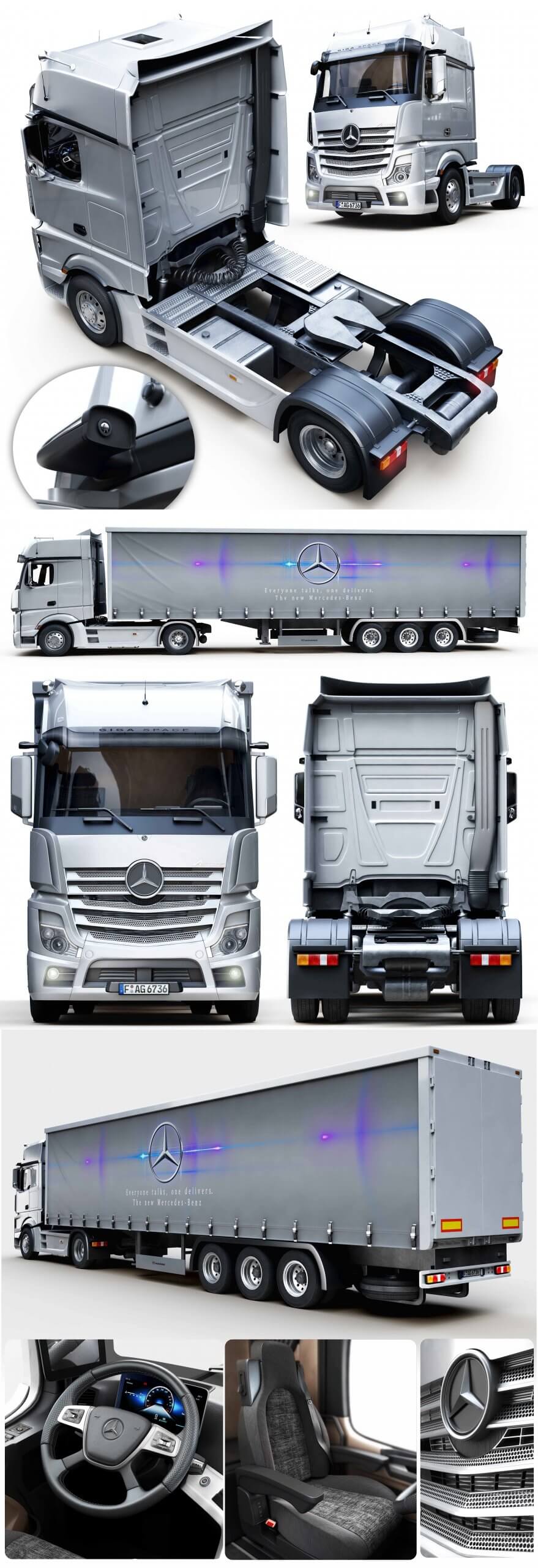 奔驰Mercedes Benz New Actros重卡车3D模型（OBJ,FBX,MAX）