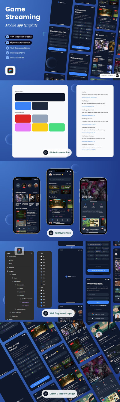 播放流-游戏流APP UI KIT (FIG)