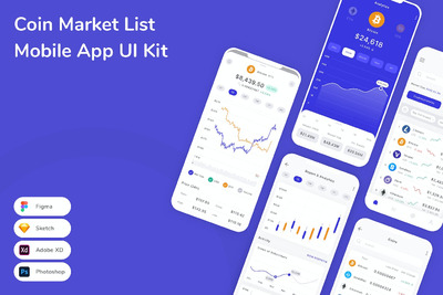 虚拟币移动应用APP UI KIT (SKETCH,FIG,XD,PSD)