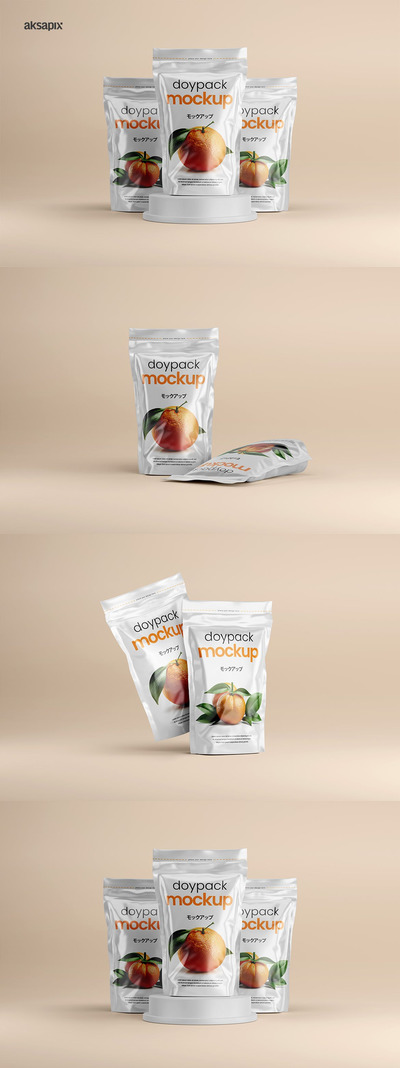 零食/咖啡豆包装自立袋样机 (PSD,JPG)