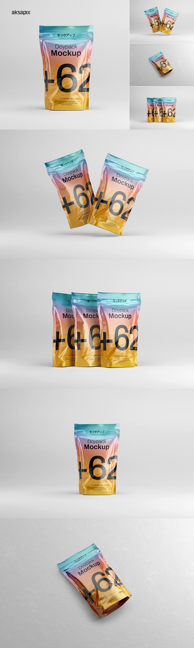 零食包装自立袋设计样机 (PSD,JPG)