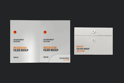 演示文稿信封文件夹样机 (PSD,JPG)