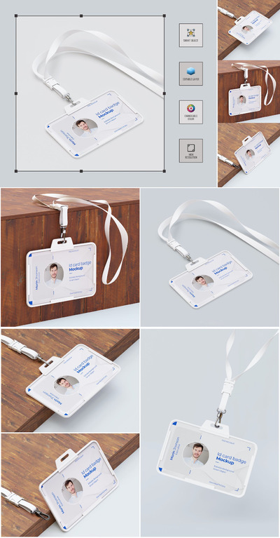 身份证ID卡工牌设计样机集 (PSD)