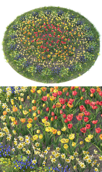 5米宽圆形花圃3D模型（OBJ,MAX）