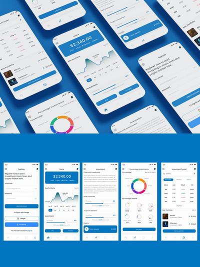 投资、外汇和加密金融投资组合应用APP UI KIT (FIG,XD,PSD,SKETCH)