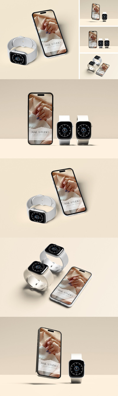 iPhone 14 Pro和智能手表Watch样机 (PSD)
