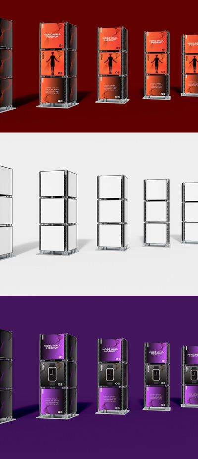 屏幕视频墙展示样机 (PSD)