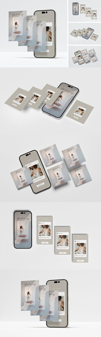 instagram帖子手机屏幕样机 (PSD)