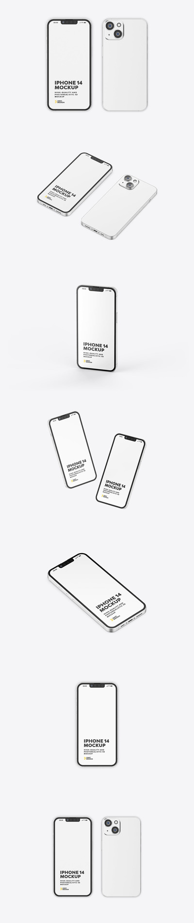 iPhone 14手机UI/UX设计展示样机 (PSD)