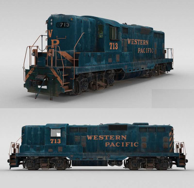 Western Pacific 713机车3D模型（OBJ,FBX,MAX）