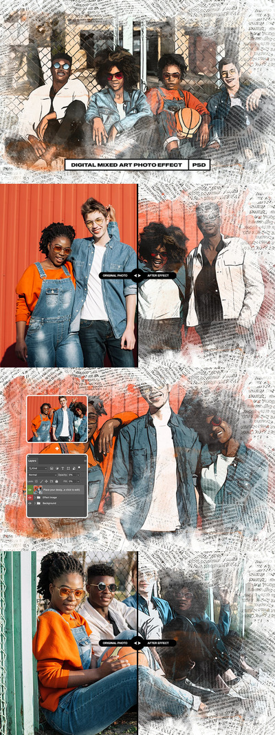 数字混合艺术照片效果 (PSD)