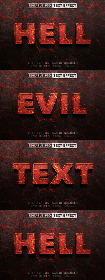 地狱可编辑PS图层样式游戏字体样式 (PSD)