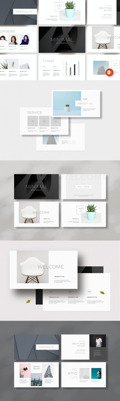 简洁、创意和现代极简ppt模板 (PPTX)