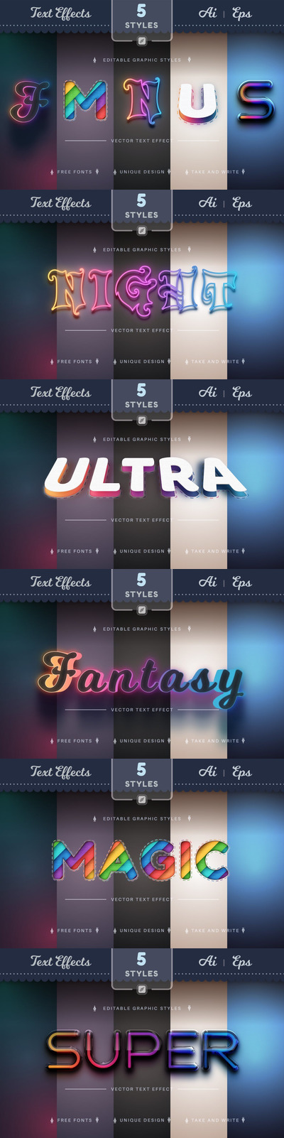 梦幻可编辑PS图层样式 (AI,EPS)