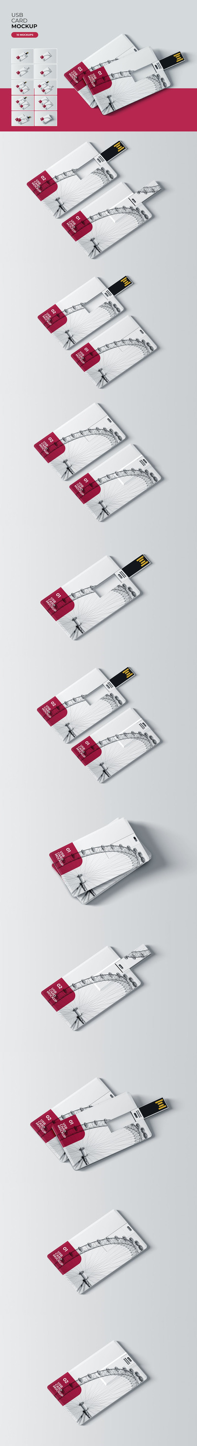 USB卡片U盘设计样机 (PSD)