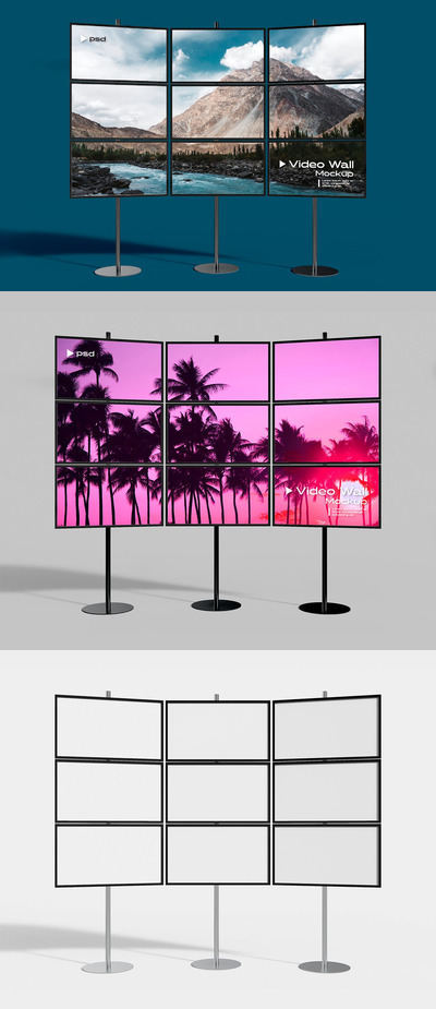 活动大屏幕视频墙展示样机 (PSD)