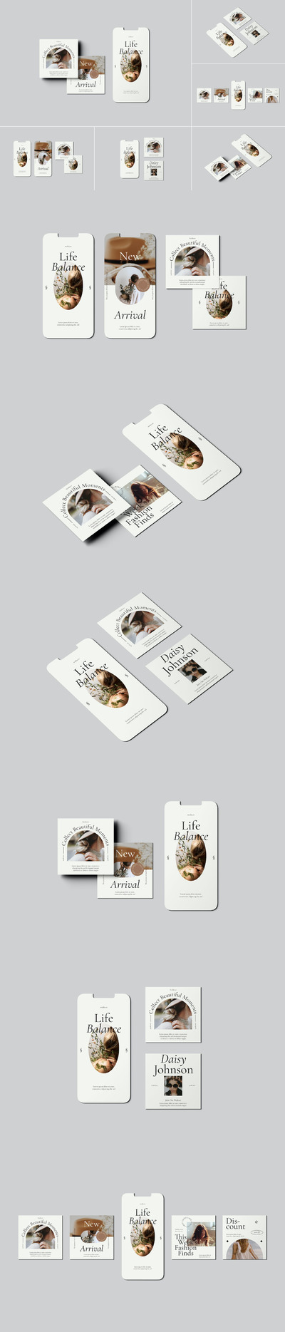 多尺寸组合手机样机 (PSD)